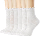 Women's Ruffle Socks Casual Lace Cotton Crew Summer Ultra Thin Cute Frilly Ankle Socks for Women 6 Pairs