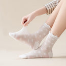 Women's Ruffle Socks Casual Lace Cotton Crew Summer Ultra Thin Cute Frilly Ankle Socks for Women 6 Pairs