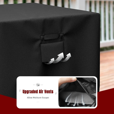 Square Fire Pit Cover, Fits for 28-32 Inch Fire Pit Table, Waterproof and Windproof, 32 x 32 x 24 Inches, Black