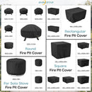 Round Fire Pit Cover for 22-32 Inch Fire Pit - Waterproof and Windproof, with Straps and Built-in Vents, 32 Dia x 13.5 H, Black