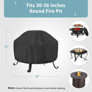 Fire Pit Cover Round 36 In, Outdoor Fire Pit Cover for 30-36 Inches Fire Pits, Windproof Drawstring & Waterproof Layer, Black