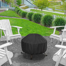 Fire Pit Cover Round 36 In, Outdoor Fire Pit Cover for 30-36 Inches Fire Pits, Windproof Drawstring & Waterproof Layer, Black