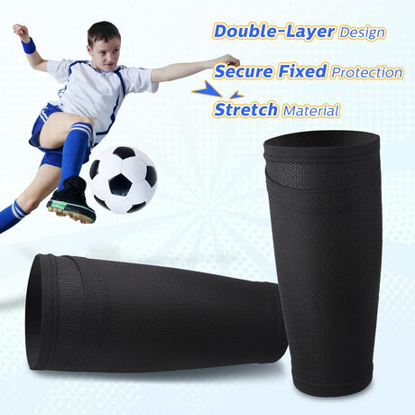 Soccer Shin Guards Sleeves 4 Pairs Flexible Soccer Shin Guard Leg Performance Support Polyester Soccer Shin Guard Sleeve Holder with Pocket for Soccer Sport