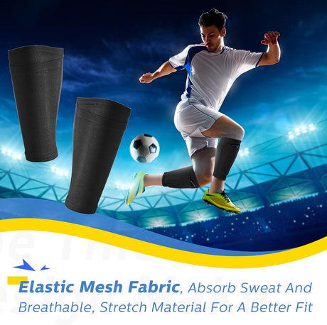 Soccer Shin Guards Sleeves 4 Pairs Flexible Soccer Shin Guard Leg Performance Support Polyester Soccer Shin Guard Sleeve Holder with Pocket for Soccer Sport