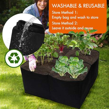 2 Pack Fabric Raised Garden Beds, 2x2x1 FT – 4 Grids Grow Bed for Square Foot Gardening, Planting Box for Vegetables, Herbs, Flowers