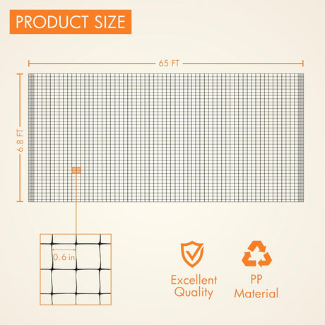 6.8ft x 65ft Anti Bird Netting, Pond Net with 50pcs Cable Ties - Protect Your Garden Vegetables Fruit Plants Ponds
