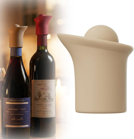 Silicone Wine Stopper for Wine Bottles, 2026 New Seal Bottle Cover Caps to Keep Wine Fresh, Upgrade Glass Bottle Sealer Covers Wine Stoppers for Home Use Cover Wine Bottle Caps (Khaki)