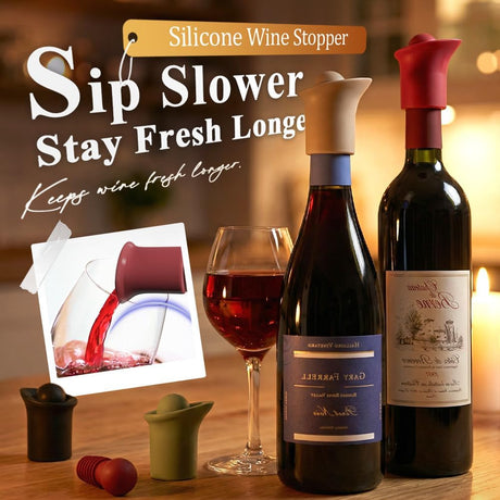 Silicone Wine Stopper for Wine Bottles, 2026 New Seal Bottle Cover Caps to Keep Wine Fresh, Upgrade Glass Bottle Sealer Covers Wine Stoppers for Home Use Cover Wine Bottle Caps (Khaki)