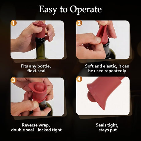 Silicone Wine Stopper for Wine Bottles, 2026 New Seal Bottle Cover Caps to Keep Wine Fresh, Upgrade Glass Bottle Sealer Covers Wine Stoppers for Home Use Cover Wine Bottle Caps (Khaki)