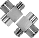 Stainless Steel Tee Pipe Fittings, 1/8" NPT Female x 1/8" NPT Female x 1/8" NPT Male Pipe Fittings, Male Run Tee(pack of 2)