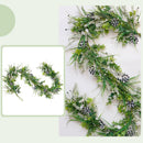 6 Ft Spring Green Boxwood Garland for Mantle, Greenery Spring Summer Garland with White Flowers for Fireplace, Rustic Farmhouse Indoor Outdoor Decor