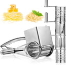 Rotary Cheese Grater Stainless Steel Handheld Rotary Parmesan Grater Cheese Cutter Slicer Shredder with 4 Stainless Drum for Grating Hard Chocolate Nuts Kitchen Tool