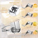 Rotary Cheese Grater Stainless Steel Handheld Rotary Parmesan Grater Cheese Cutter Slicer Shredder with 4 Stainless Drum for Grating Hard Chocolate Nuts Kitchen Tool