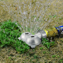 2 Pcs Circle Pattern Twin Spot Sprinkler Metal Lawn Garden Rotating Water Spray Sprinkler 360 Degree for Lawn Yard, Silver