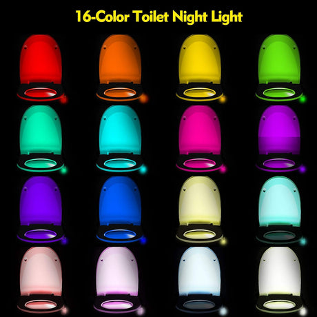6 Pieces Toilet Night Light Motion Activated Sensor Lamp 16 Colors Changing LED Inside Toilet Bowl, LED Light for Washroom Bathroom, Battery Not Included
