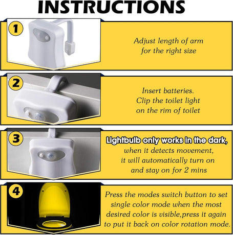 6 Pieces Toilet Night Light Motion Activated Sensor Lamp 16 Colors Changing LED Inside Toilet Bowl, LED Light for Washroom Bathroom, Battery Not Included