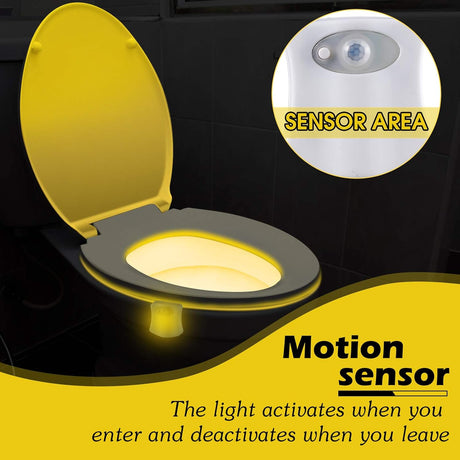 6 Pieces Toilet Night Light Motion Activated Sensor Lamp 16 Colors Changing LED Inside Toilet Bowl, LED Light for Washroom Bathroom, Battery Not Included