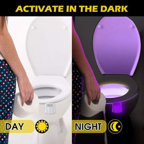 6 Pieces Toilet Night Light Motion Activated Sensor Lamp 16 Colors Changing LED Inside Toilet Bowl, LED Light for Washroom Bathroom, Battery Not Included
