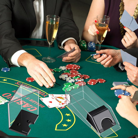 Blackjack Shoe and Discard Tray Clear Acrylic Blackjack Dealing Shoe Card Dispenser for Playing Cards Discard Holder Trays for Game Poker Accessories(6 Deck)