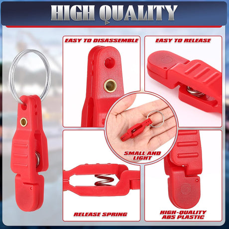 20 Pieces Heavy Tension Snap Release Clips Padded Trolling Clips with Key Ring for Weight Planer Board Offshore Kites Downrigger Fishing