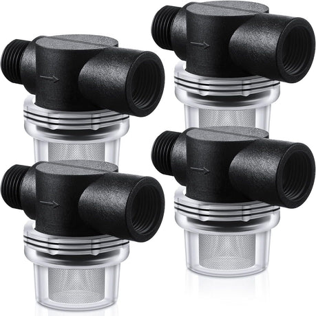4 Pack Water Pump Strainer Filter, RV Replacement 1/2 Twist On Pipe Strainer with 50 Mesh Stainless Steel Filter Screen Compatible with WFCO or Shurflo Pumps
