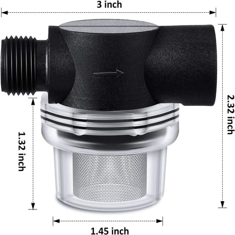 4 Pack Water Pump Strainer Filter, RV Replacement 1/2 Twist On Pipe Strainer with 50 Mesh Stainless Steel Filter Screen Compatible with WFCO or Shurflo Pumps
