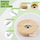 8 Pcs Wooden LED Display Base Lighted Base for Crystal Art Wood Display for Glass Art 3D Crystal Warm Light(Round Surface Style)