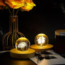8 Pcs Wooden LED Display Base Lighted Base for Crystal Art Wood Display for Glass Art 3D Crystal Warm Light(Round Surface Style)