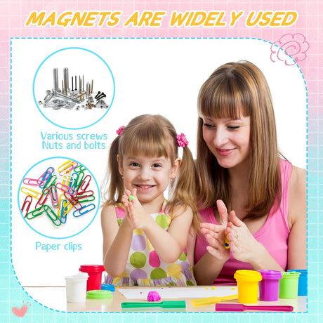 Magnet Wands for Kids Classroom Educational Learning Kits Rainbow Magnetic Wand Bulk 8 Inch Preschool Science Experiment Tools Learning Toys Bingo Games, 6 Colors (12 Pcs)