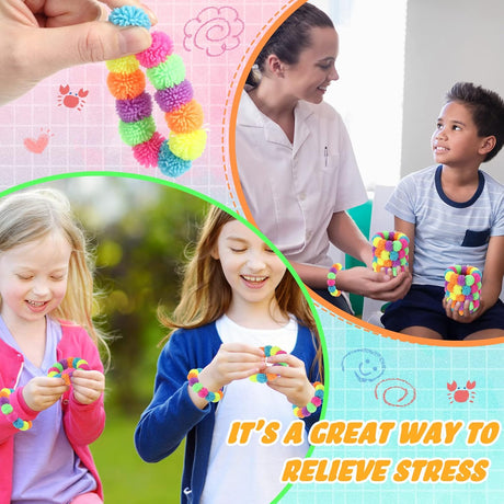 24 Pcs Spiky Sensory Bracelet Anxiety Sensory Toys Fidget Toy Stress Relief Spiky Rings Rainbow No Latex Flexible Stretchy Wearable Toy Bracelet for Adults Kids Children