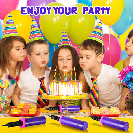 16 Pcs Handheld Balloon Air Pump Inflator Air Pump for Balloons, 2 Way Dual Action Manual Balloon Inflator for Birthday Party Decoration Exercise Yoga Balls Pool Floats, 12 Inch (Rose Red and Purple)