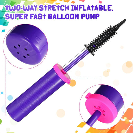 16 Pcs Handheld Balloon Air Pump Inflator Air Pump for Balloons, 2 Way Dual Action Manual Balloon Inflator for Birthday Party Decoration Exercise Yoga Balls Pool Floats, 12 Inch (Rose Red and Purple)