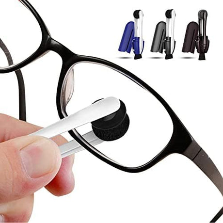 Portable Microfiber Eyeglass Cleaner (3 Count), Efficient and Durable Carbon Microfiber Technology, Lens Cleaner with Carbon Microfiber Tech and Mini Sunglasses Brush Cleaning Tool