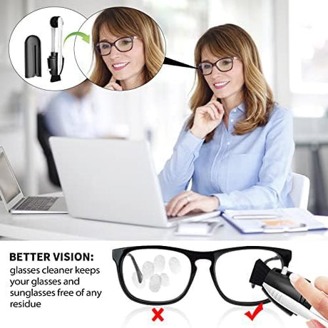 Portable Microfiber Eyeglass Cleaner (3 Count), Efficient and Durable Carbon Microfiber Technology, Lens Cleaner with Carbon Microfiber Tech and Mini Sunglasses Brush Cleaning Tool