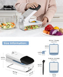 Vegetable Chopper with Container, 2 in 1 Manual Hand Food Chopper with 2 Stainless Steel Chopping Blades for Potato Strips, Onion Cubers, Carrot Sticks, White & Black