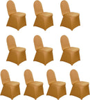Efavormart 10 PCS Spandex Stretch Gold Chair Covers Universal Banquet Chair Covers for Party Dining with Foot Pockets Washable Wedding Chair Slip Covers for Outdoor