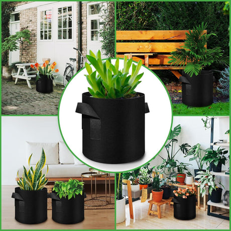 12-Pack 10 Gallon Plant Grow Bags, Thickened Nonwoven Fabric Pots with Handles, Vegetable Planter Bags Containers, Cloth Planters for Garden