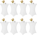 8 Pack Cocktail Table Covers 32x43 Inch Fitted Stretch Spandex Square Corners White Table Cover High Top Cocktail Round Tablecloth for Party, Wedding, Birthday, Banquet(White)