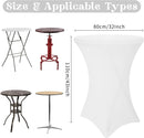 8 Pack Cocktail Table Covers 32x43 Inch Fitted Stretch Spandex Square Corners White Table Cover High Top Cocktail Round Tablecloth for Party, Wedding, Birthday, Banquet(White)