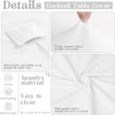 8 Pack Cocktail Table Covers 32x43 Inch Fitted Stretch Spandex Square Corners White Table Cover High Top Cocktail Round Tablecloth for Party, Wedding, Birthday, Banquet(White)