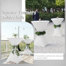 8 Pack Cocktail Table Covers 32x43 Inch Fitted Stretch Spandex Square Corners White Table Cover High Top Cocktail Round Tablecloth for Party, Wedding, Birthday, Banquet(White)