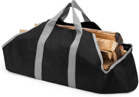 Canvas Firewood Carrier Bag, Durable Firepalce Log Tote with Handles for Wood Fire Stove, Outdoor Camping