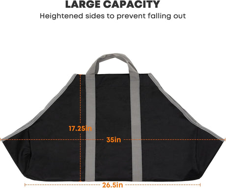 Canvas Firewood Carrier Bag, Durable Firepalce Log Tote with Handles for Wood Fire Stove, Outdoor Camping