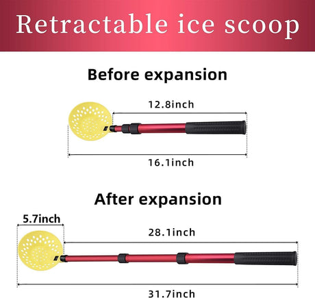 Adjustable Ice Fishing Skimmer Scoop-Winter Ice Fishing Scooper with Long Handle-Ice Fishing Gear for Scooping out Ice While Fishing