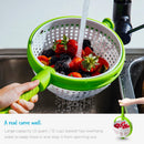 Spina 2-In-1 Easy-To-Use, Collapsible Salad Spinner & Straining Colander for Salad, Fruit, Vegetable, Lettuce - White/Green