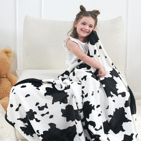 Cow Print Blanket, Fuzzy Cow Print Throw Blankets for Couch, Cow Throw Blanket for Adults, Soft Warm Plush Cow Blanket, Cute Flannel Fleece Throw Blankets, 40''x60''