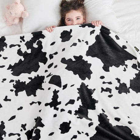 Cow Print Blanket, Fuzzy Cow Print Throw Blankets for Couch, Cow Throw Blanket for Adults, Soft Warm Plush Cow Blanket, Cute Flannel Fleece Throw Blankets, 40''x60''
