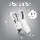 Bag Clips with Magnet- Food, Chip, Bag Clips for Food Storage with Airtight Seal Grip for Bread, Snack and Food Bags (White, Pack of 10)