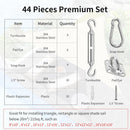 Sun Shade Sail Hardware Kit 6 Inch for Rectangle & Triangle Shade Sail Install, Stainless Steel Shade Sail Fixing Accessories for Outdoor Patio Canopy Garden, Heavy Duty Awning Attachment Set (44 Pcs)