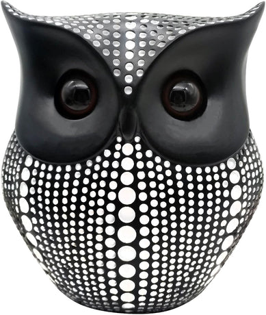 Resin Owl Statue Home Decor - Black Owl Sculpture, Bird Statue, Small Accents for Bedroom, Office, Garden, Bookshelf, TV Stand Figurines(Black)